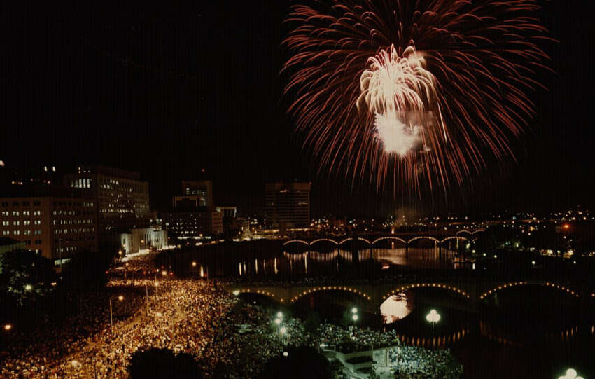 fireworks over scioto river